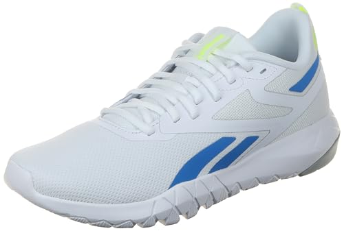 Reebok Flexagon Force 4, Sneaker Uomo, Footwear White/Kinetic Blue/Digital Lime, 46 Eu