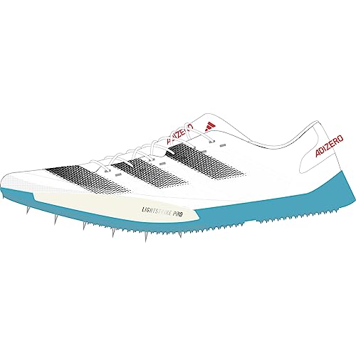 Adidas Adizero Ambition, Shoes-Low (Non Football) Unisex-Adulto, Ftwr White/Core Black/Lucid Cyan, 47 1/3 Eu