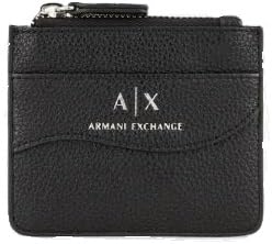 Armani Exchange Small Snap Card Holder With Strap, Accessorio Da Viaggio-Porta Carte Da Donna, Nero, Einheitsgröße