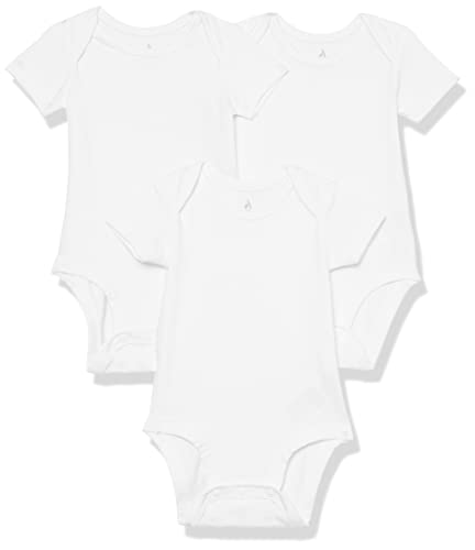 Amazon Essentials Body A Maniche Corte In Jersey Di Cotone Elasticizzato (Precedentemente Amazon Aware) Unisex Bimbi, Pacco Da 3, Bianco, Prematuro