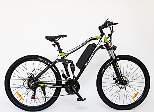 Italia Power Off Grid, Shungite, Bicicletta Elettrica Mountain Bike, Unisex, Adulto, Nera, M