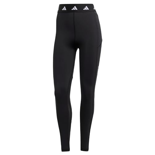 Adidas Techfit Stash Pocket Full-Length Leggings, Black/White, Xs Donna