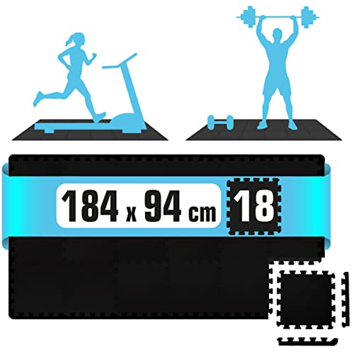 Eyepower 18 Tappetini Protezione Fitness - 30X30 Tappeti Puzzle In Schiuma Eva - Pavimento Palestra