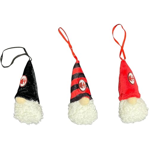 A.C. Milan, Tris Di Gnomi Natalizi, 3 Folletti, Altezza 10 Cm, Decorazioni Albero Di Natale, Rosso E Nero, Prodotto Ufficiale Milan