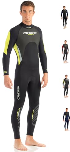 Cressi Morea Man Wetsuit Full 3Mm, Muta Monopezzo Neoprene Ultrastretch Uomo, Nero/Giallo, Xxxxl/8