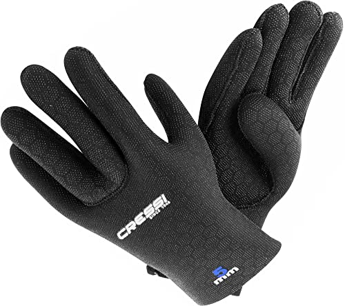 Cressi High Stretch Gloves, Guanti In Neoprene Elastico 5 Mm Per Apnea E Immersioni, Unisex Adulto, Nero/Blu, L