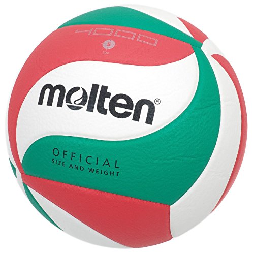 Molten Vm4000, Balón De Voleibol Unisex Adulto, Bianco/Verde/Rosso, 4
