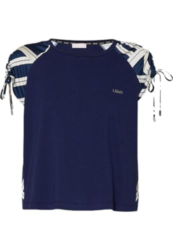 Liu Jo T-Shirt In Raso Stampato Ta4255 (M, Blu/Avorio)