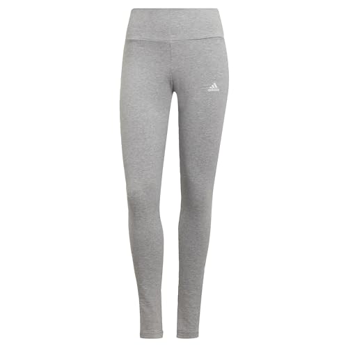 Adidas Donna Essentials High-Waisted Logo Leggings, Medium Grey Heather/White, S