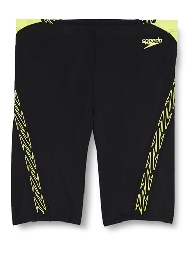 Speedo Men'S Hyperboom Splice Jammer Swimming Trunks | Quick Drying | Training | Fitness | Chlorine Resistant, Black/Lemon Drizzle, 34
