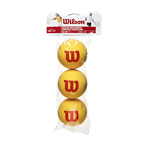 Wilson Wrz258900 Palline Da Tennis Starter Foam, Per Bambini, Giallo/Rosso, Confezione Da 3