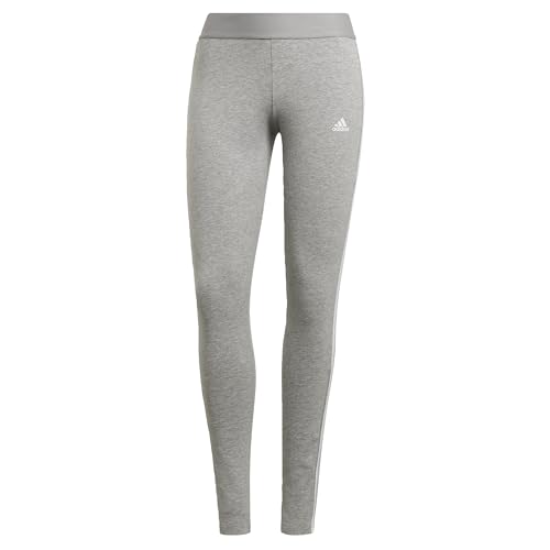 Adidas Donna 3 Stripes Leggings, Medium Grey Heather/White, M
