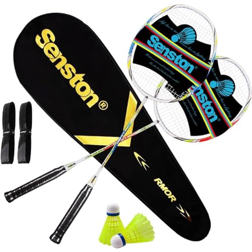 Senston Set Di 2 Racchette Per Badminton, Con Carry Case Borsa Per Racchette,Grafite Racchetta Di Volano,Set Racchetta Da Badminton
