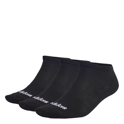 Adidas Thin Linear Low-Cut Socks 3 Pairs, Calzini Invisibli Unisex - Adulto, Black/White, 45-48