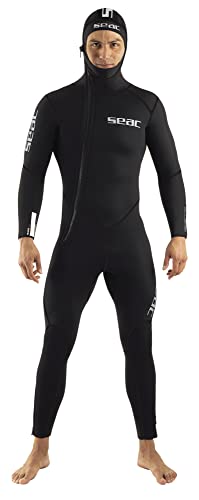 Seac Club Man, Muta In Neoprene Da 5 Mm Con Cappuccio Integrato, Protezioni In Powertex Nelle Spalle, Ginocchiere E Fondoschiena