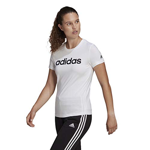 Adidas Essentials Slim Logo, T-Shirt Donna, White/Black, Xs