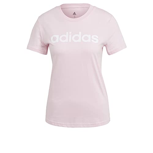 Adidas Essentials Slim Logo, T-Shirt Donna, Clear Pink/White, L