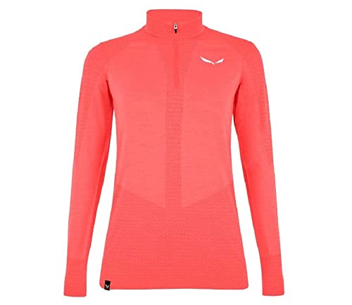 Salewa Zebru Med Warm Amr W 1/2Z Tee. Base Layer Top Donna Fluo Coral S