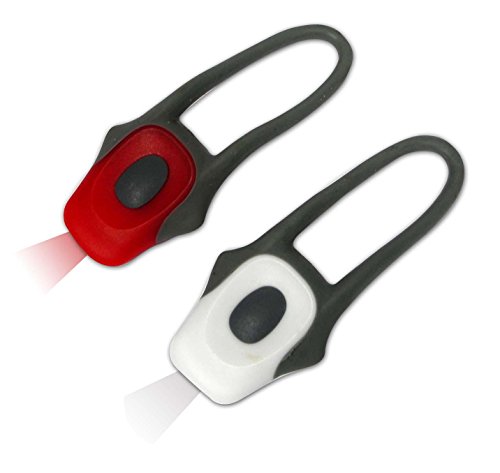 Coppia Lampade Led Rossa E Bianca Fissaggio Elastico Universale Bici