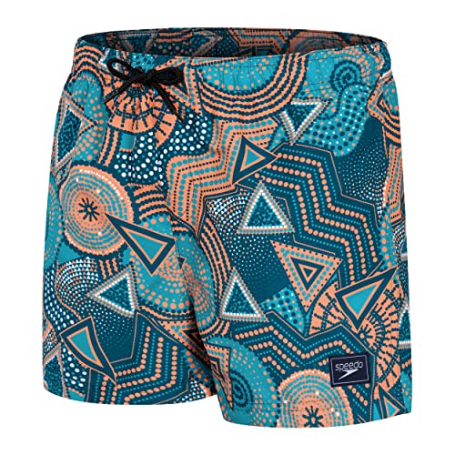 Speedo Bambino Digital Printed 13" Watershort, Dark Petrol/Aquarium/Nectarine/Bianco, L