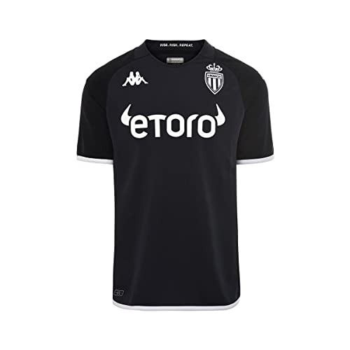 Kappa Kombat Away As Monaco 22/23, Maglietta Unisex-Bambini E Ragazzi, Grigio/Nero/Bianco, 8 Anni