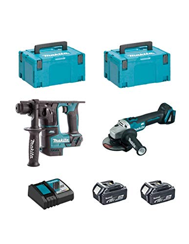Makita Kit Dlx2125Tj1B (Dga504 + Dhr171 + 2 X 5,0 Ah + Dc18Rc + Makpac 3 + Makpac 4)