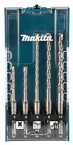 Makita E-15702 Centering Tip Sds-Plus - Set Di Punte Per Trapano A Martello, 5 Pezzi, In Scatola Portaoggetti, Ø 5 – 10 Mm, Ideale Per Calcestruzzo E