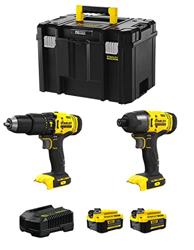 Stanley Fatmax Kit Svk215 (Trapano A Percussione Sfmcd711 + Avvitatore A Impulsi Sfmcf800 + 2 Batterie 4,0 Ah + Caricabatteria + Tstak Vi)
