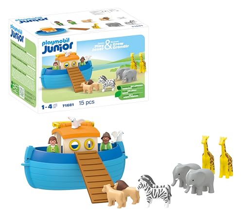 Playmobil Junior 71681 Arca Di Noè Portatile, Inclusa Rampa E Nove Animali, Giocattolo Sostenibile Realizzato In Plastica Di Origine Vegetale, Giocatt
