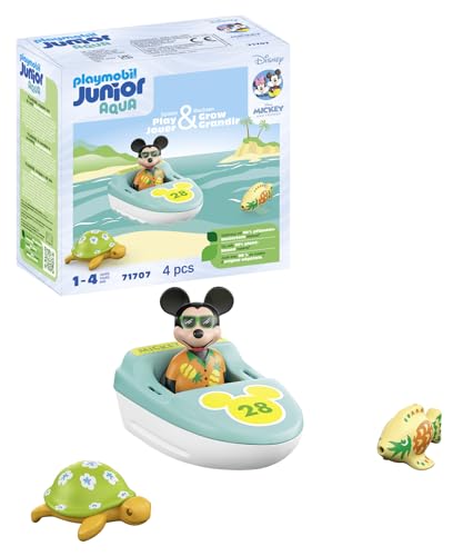 Playmobil Junior & Disney 71707 Topolino In Vacanza, Che Include Una Barca Gonfiabile, Giocattolo Sostenibile Realizzato In Plastica A Base Vegetale, 
