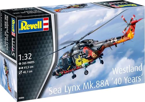 Revell 03806 Westland Sea Lynx Mk.88 (Edizione Speciale 40 Anni) In Scala 1:32 Non Costruito/Non Verniciato, In Plastica