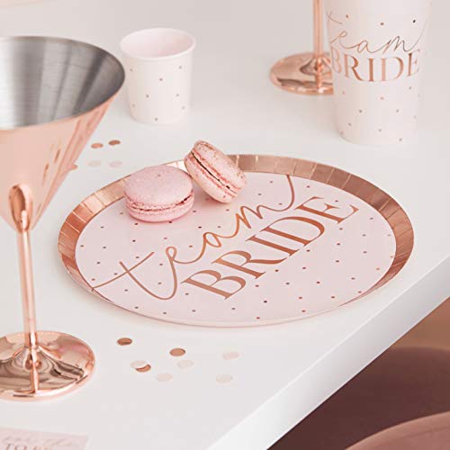 Ginger Ray & Blush Wedding Paper Plate Confezione Da 8, Carta, Oro Rosa