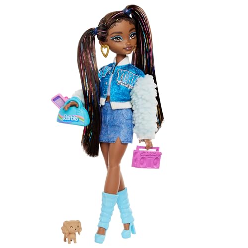 Barbie Dream Besties - Barbie "Brooklyn", Bambola Snodata Alla Moda Con Lunghi Capelli Neri, Cucciolo Pumpkin E 9 Accessori A Tema Musicale Inclusi, G