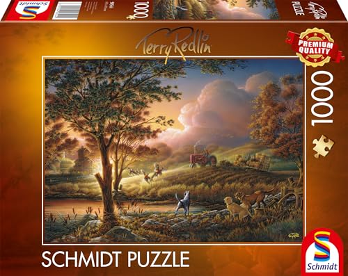 Schmidt Spiele Terry Redlin 58544-Puzzle Da 1000 Pezzi, Oro Sole Su Campi Maturi, Multicolore, 58544