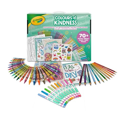 Crayola - Colours Of Kindess, Valigetta Dei Colori, 70 Pezzi +, Pennarelli, Pastelli A Cera, Matite, Fogli Da Colorare, Stickers, Regalo Creativo Per
