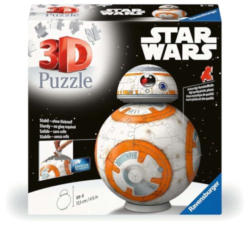 Ravensburger - Puzzle 3D, Bb8 Star Wars, Idea Regalo Per Adulti E Bambini 8+ Anni, 99 Pezzi, Accessori Inclusi