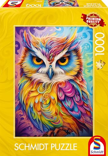 Schmidt Spiele 59782-Puzzle Da 1000 Pezzi, Motivo: Gufo In Abito Da Pappagallo, Multicolore, 59782