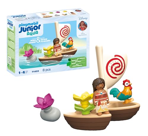 Playmobil Junior & Disney 71459 Barca Di Vaiana, Con Fiori Galleggianti E Un Gallo, Giocattolo Sostenibile Realizzato In Plastica A Base Vegetale, Gio