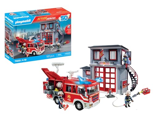 Playmobil Action Heroes 71603 Mega Set Dei Vigili Del Fuoco, Grande Set Di Vigili Del Fuoco Con Squadra Di Intervento E Numerosi Accessori, Giocattolo