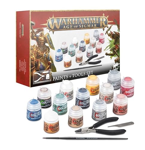 Paints Tools Set Warhammer Age Of Sigmar Set Colori E Attrezzi Per Assemblare E Dipingere Le Miniature Citadel Con Tronchesine Pennello Starter E Lima