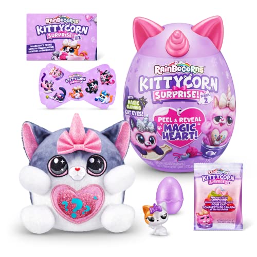 Rainbocorns Kittycorn Surprise Series 7, American Short Hair Cat - Collectible Plush - 10 Surprises To Unbox, Peel And Reveal Heart, Stickers, Ages 3+