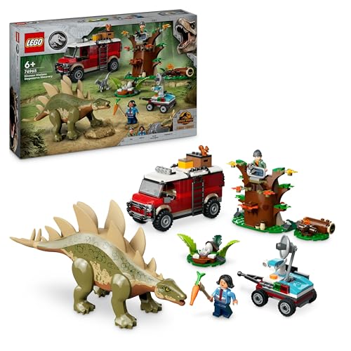 Lego Jurassic World Missione Dinosauro: Scoperta Dello Stegosauro, Giocattolo D'Avventura Con 2 Dinosauri, Fuoristrada E Minifigure, Giochi Per Bambin