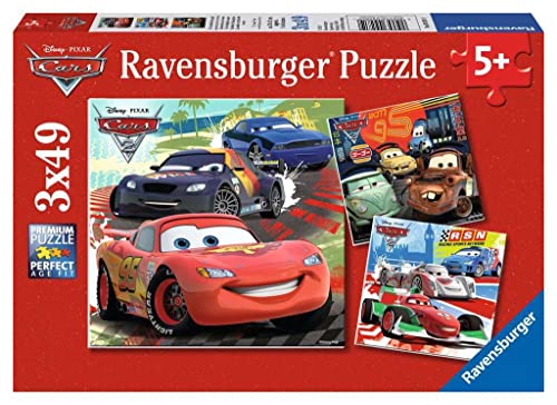 Ravensburger - Puzzle Cars 2, Idea Regalo Per Bambini 5+ Anni, Gioco Educativo E Stimolante, 3 Puzzle Da 49 Pezzi, 21X21 Cm