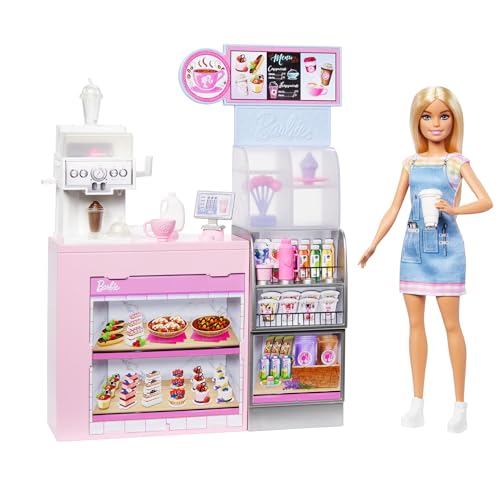 Barbie - Caffetteria, Playset Con Bambola Barista Bionda E 12+ Accessori A Tema Inclusi, Tra Cui Macchina Per Caffè E Frullati, Tazze E Cibo, Giocatto