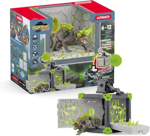 Schleich 42677 Battlecave Camaleonte Di Pietra, Da 7 Anni, Eldrador Creatures - Playset, 34 Pezzi