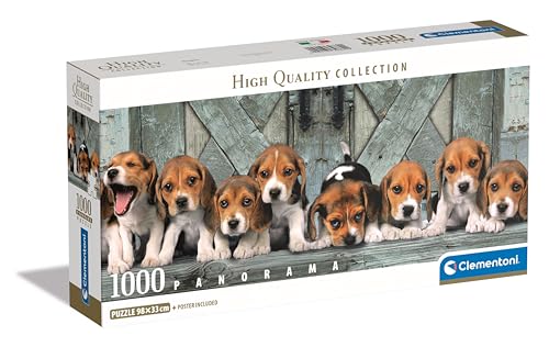 Clementoni Collection Panorama-Beagles-1000 Pezzi, Poster Incluso, Animali, Puzzle Panoramico, Divertimento Per Adulti, Made In Italy, 39869, Multicol