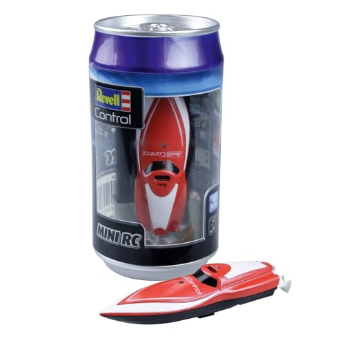 Revell Control I Mini Rc Barca Rosso I 2.4 Ghz Telecomando I Confezione Lattina I Kentersicher I Include Batteria E Caricatore I Lunghezza 7,5 Cm I Id
