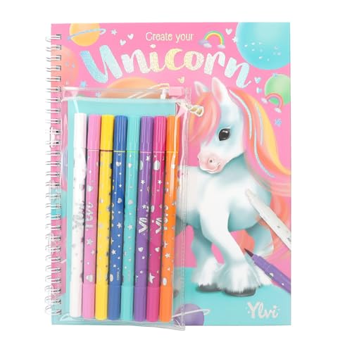 Depesche 12930 Ylvi-Set Di Libri Da Colorare Con 30 Pagine Doppie Per Creare Motivi Di Modelli, Inclusi 7 Punta Di Fibra E Pennarello Magico, Multicol