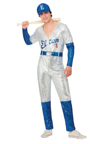Smiffys Costume Da Baseball Deluxe Elton John Con Brillantini, Tuta, Cappellino