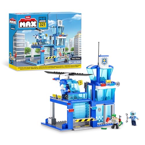 Set Giocattolo A Sorpresa Stazione Di Polizia Max Adventure, 321 Pezzi, Con Mattoncini Da Costruzione, Adatti A Bambini Dai 5 Anni In Su Per Creare Ve